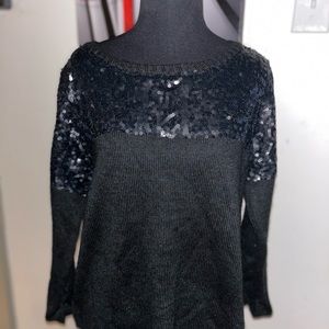 Topshop black sequin sweater - 10 (M)
